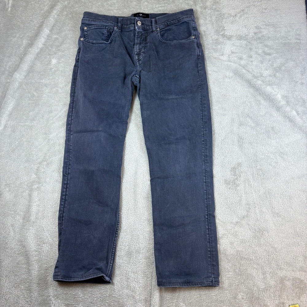 7 For All Mankind Jeans Mens 32 (Fits 32x28) Slimmy Slim Straight Navy Stretch
